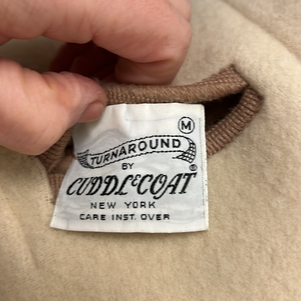 Turnaround by Cuddlecoat wool jacket reversible brown and cream M - Picture 13 of 15